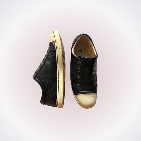 UGG Black Leather Slip-On Sneakers| Sz 8 - Picture 1 of 9
